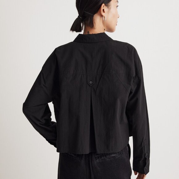 Madewell The Signature Poplin Crop Shirt - Black - Picture 3 of 5